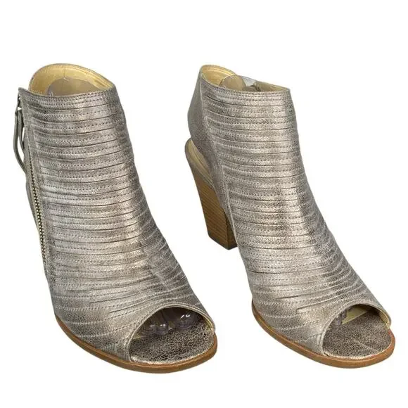 Paul Green Women’s Cayenne Smoke Metallic Peep Toe Sandal Bootie Size 7.5 US 10 - Picture 5 of 11